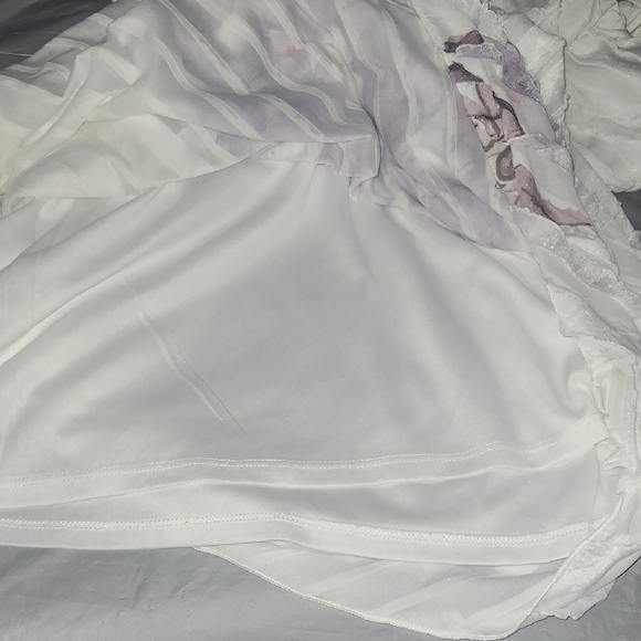 Christopher & Banks Sleeveless Midi Dress Watercolor Purple Pink Floral Ruffle - Picture 5 of 9